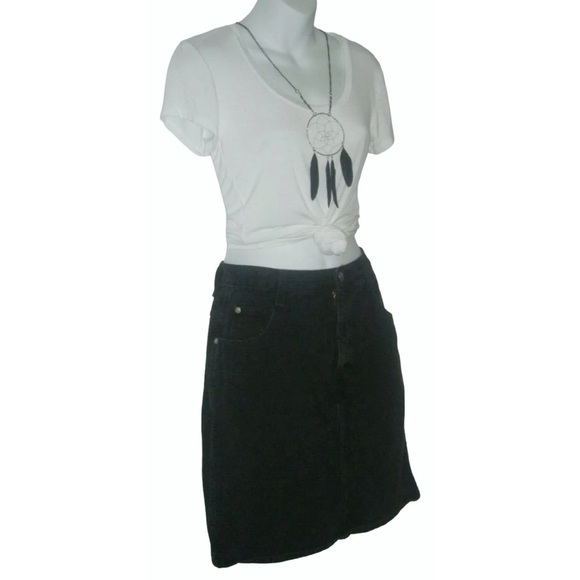 Vintage 80s Forenza Skirt High Waist Mom Denim Pencil Black Goth Punk egirl ALT - Picture 2 of 7
